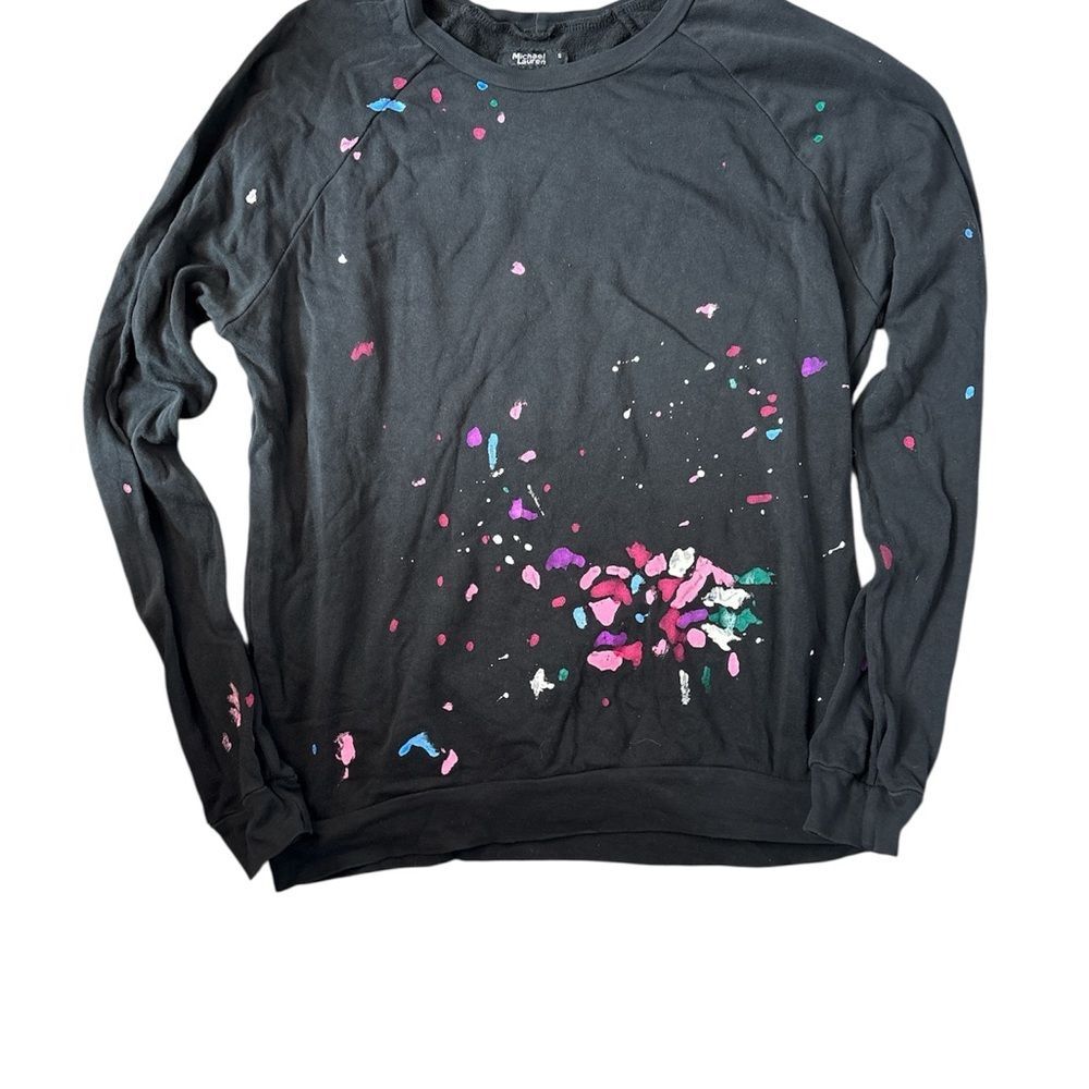Michael Lauren Black Sweatshirt with Paint Splatter design